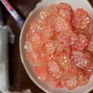 Orange Floral Glasa Beads- 30pcs